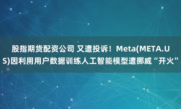 股指期货配资公司 又遭投诉!Meta(META.US)因利用用户数据训练人工智能模型遭挪威“开火”